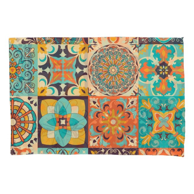 Colourful Azulejos Traditional Tiles Set Pillowcase (Front)