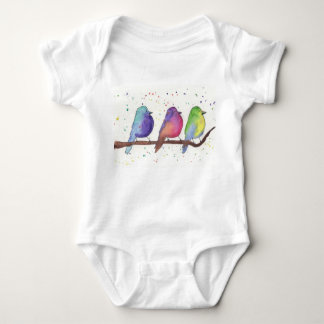 Colourful Baby Birds Baby Bodysuit