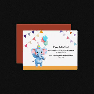 Colourful Baby Elephant with Balloons Baby Shower Enclosure Card