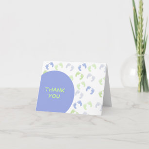 Colourful Baby Foot Prints Thank You Card