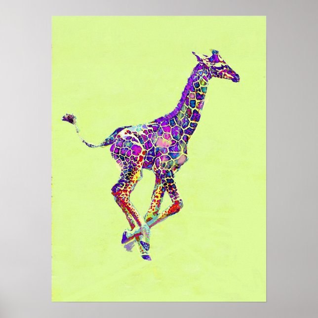 colourful baby giraffe poster (Front)