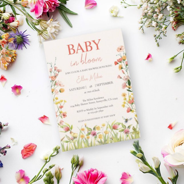 Colourful Baby in Bloom Wildflower Baby Shower Invitation (Creator Uploaded)