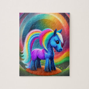 Colourful Baby Pony With Rainbow, Fantasy Pony Jigsaw Puzzle