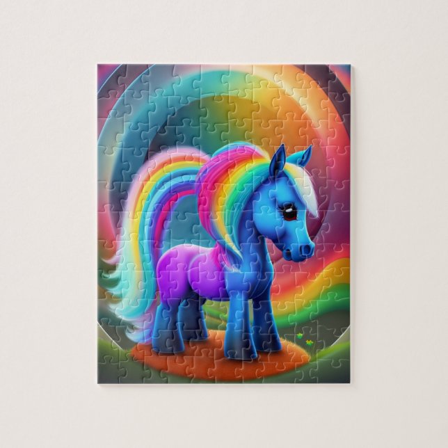 Colourful Baby Pony With Rainbow, Fantasy Pony Jigsaw Puzzle (Vertical)