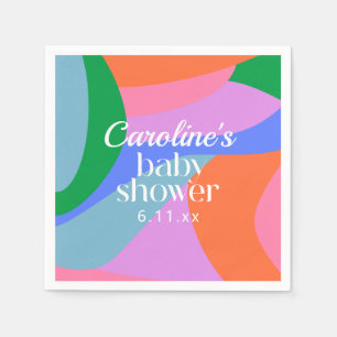 Colourful Baby Shower Abstract Waves Modern Custom Napkin