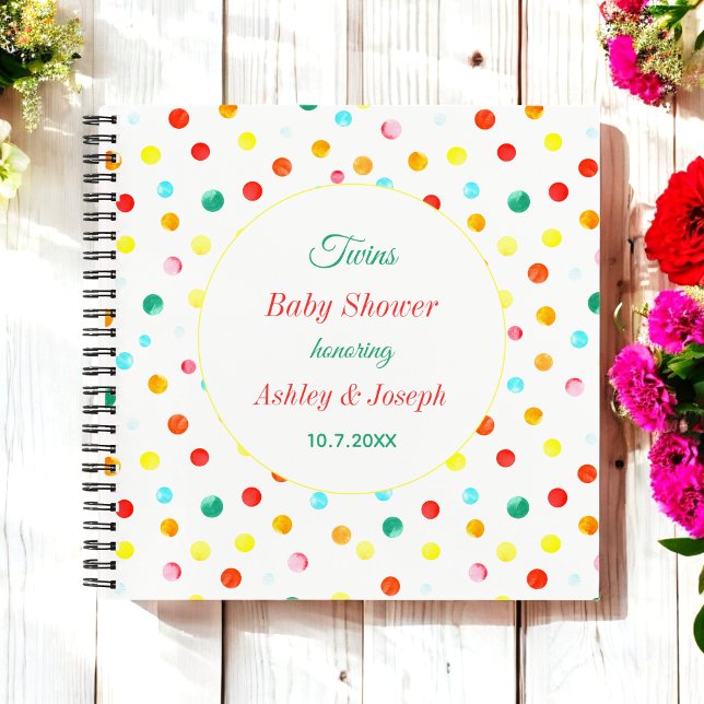 Colourful Baby Shower Dots Pattern Guest Book (Creator Uploaded)