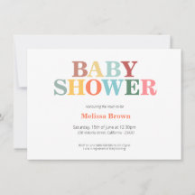 Colourful baby shower invite