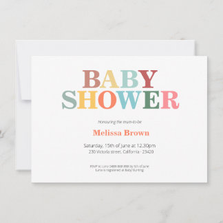 Colourful baby shower invite