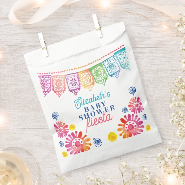 Colourful Baby Shower Mexican Fiesta Baby Shower Favour Bag (Clipped)