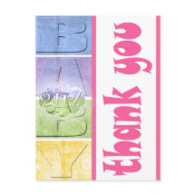 Colourful Baby Shower Thank You postcard