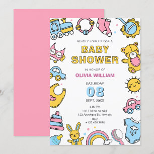 Colourful Baby toys baby shower Invitation