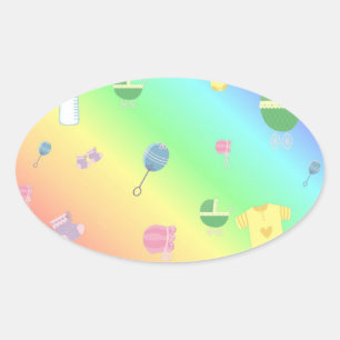 Colourful Baby Toys Oval Sticker