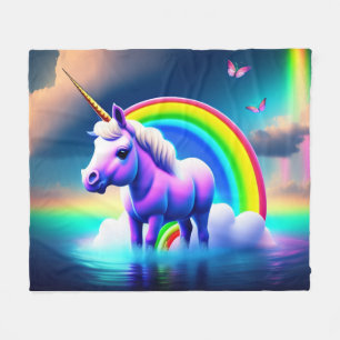 Colourful Baby Unicorn Fleece Blanket