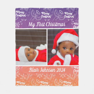  Colourful Baby's First Christmas Photo Fleece Blanket