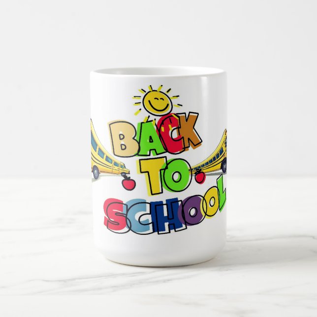 Colourful Back to School Cartoon Design with Schoo Coffee Mug (Center)
