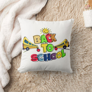 Colourful Back to School Cartoon Design with Schoo Cushion