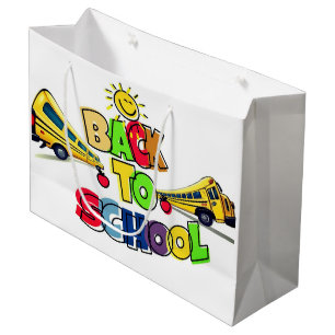 Colourful Back to School Cartoon Design with Schoo Large Gift Bag