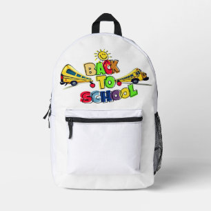 Colourful Back to School Cartoon Design with Schoo Printed Backpack