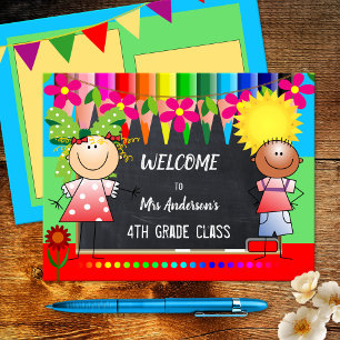 Colourful Back to School Chalkboard Postcard