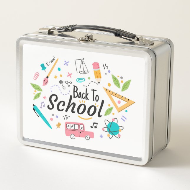 Colourful Back to School Custom Metal Lunchbox (Front)