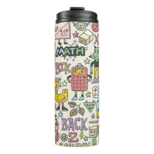 Colourful back to school doodles thermal tumbler