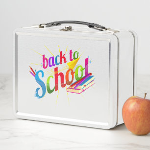 Colourful Back To School  Metal Lunch Box