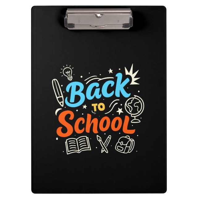 Colourful Back to School Typography Design Clipboard (Front)