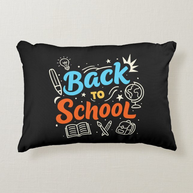 Colourful Back to School Typography Design Decorative Cushion (Front)