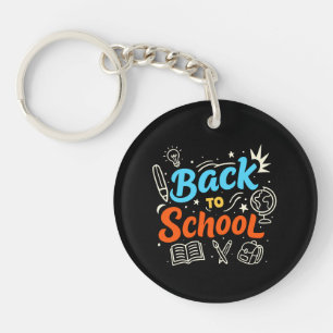 Colourful Back to School Typography Design Key Ring