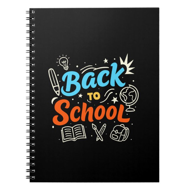 Colourful Back to School Typography Design Notebook (Front)