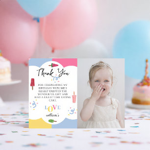 Colourful Background Popsicle Photo Thank You Card