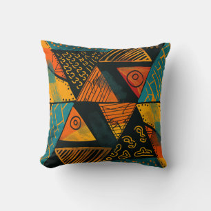 Colourful background with African motifs Cushion