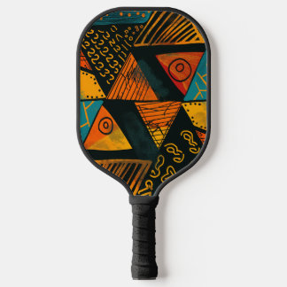 Colourful background with African motifs Pickleball Paddle