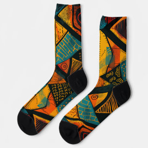 Colourful background with African motifs Socks
