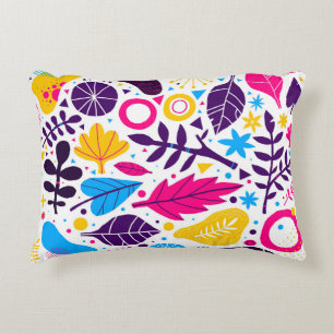 Colourful background with hand drawn floral elemen decorative cushion