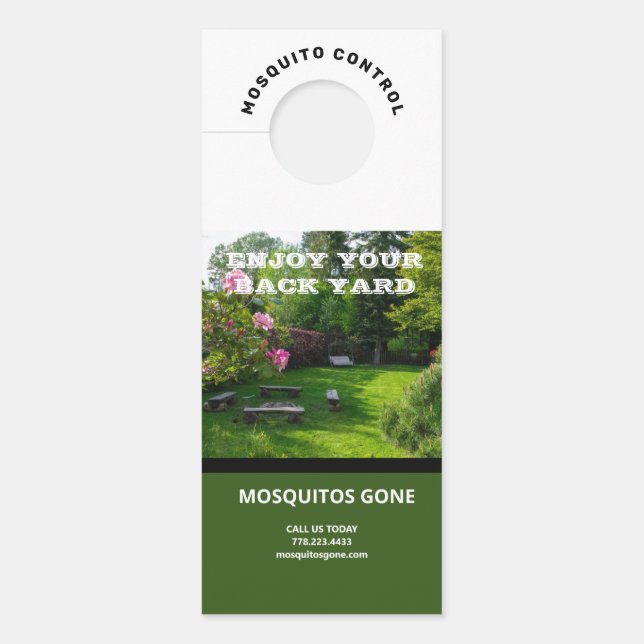 Colourful Backyard Photo Mosquito Control Door Hanger (Front)