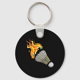 Colourful Badminton Flame Shuttle Art Sports Key Ring