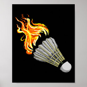 Colourful Badminton Flame Shuttle Art Sports Poster