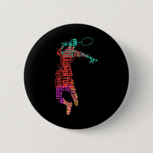 Colourful Badminton Player _ Shuttle Racket _ Badm 6 Cm Round Badge