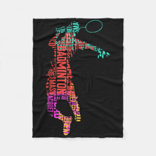 Colourful Badminton Player _ Shuttle Racket _ Badm Fleece Blanket