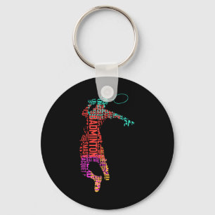 Colourful Badminton Player _ Shuttle Racket _ Badm Key Ring