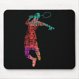 Colourful Badminton Player _ Shuttle Racket _ Badm Mouse Pad