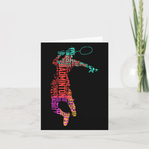 Colourful Badminton Player Shuttle Racket Badminto Card