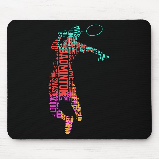 Colourful Badminton Player Shuttle Racket Badminto Mouse Pad (Front)