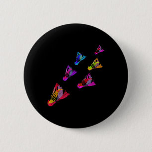 Colourful Badminton Shuttle Art Sports 6 Cm Round Badge