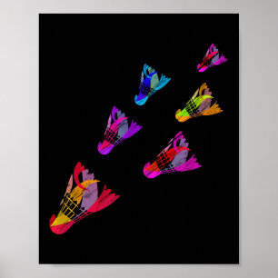 Colourful Badminton Shuttle Art Sports Poster