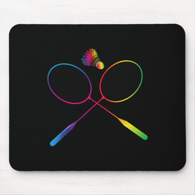 Colourful Badminton Shuttle With Shuttle Racket  Mouse Pad (Front)