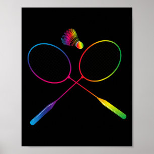 Colourful Badminton Shuttle With Shuttle Racket  Poster