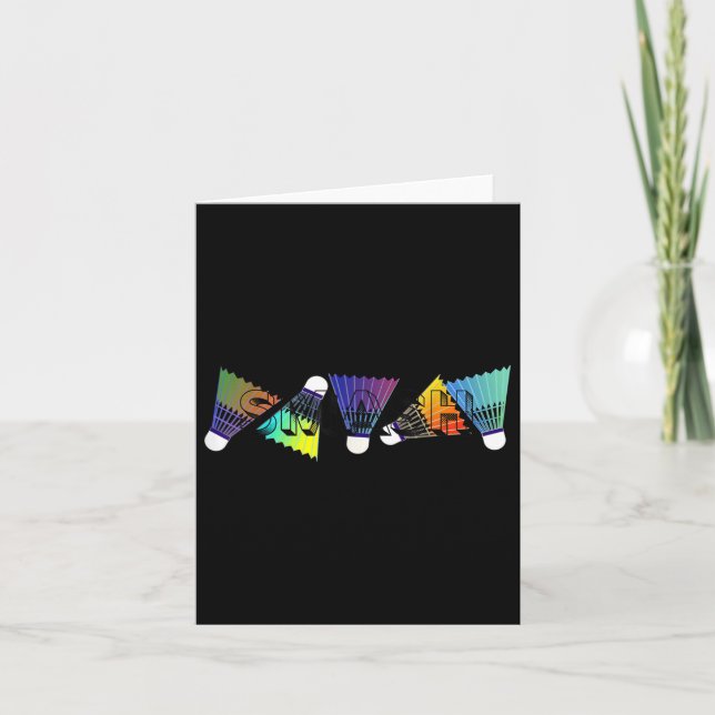 Colourful Badminton Shuttles  Card (Front)