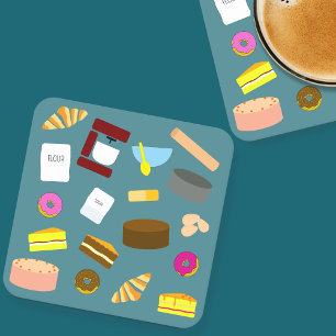Colourful Baked Goods And Baking Utensils Coaster